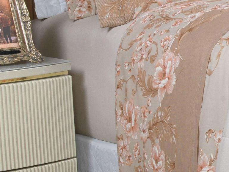 Jogo de Cama King 150 fios - Gladys Bege - Dui Design
