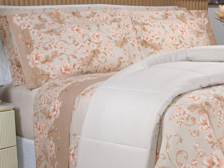 Jogo de Cama King 150 fios - Gladys Bege - Dui Design