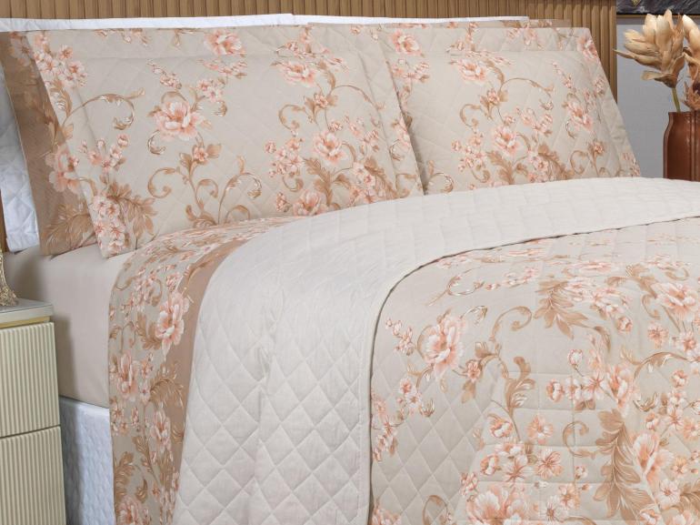 Enxoval King com Cobre-leito 7 pe�as 150 fios - Gladys Bege - Dui Design