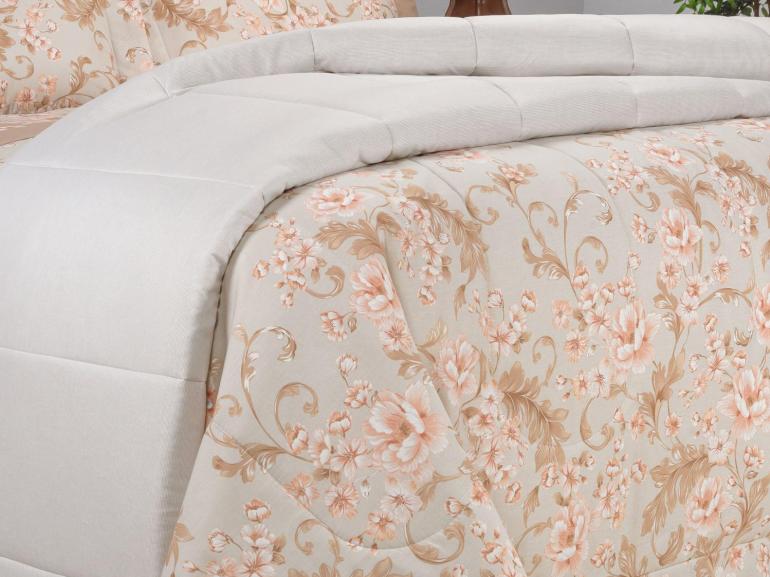 Enxoval King com Edredom 5 pe�as 150 fios - Gladys Bege - Dui Design