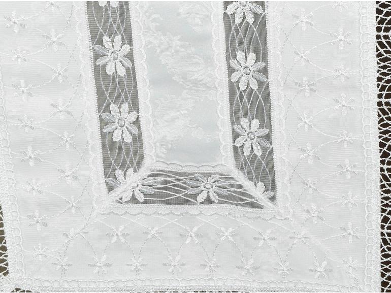 Trilho de Mesa com Bordado Guipir Fcil de Limpar 45x170cm Avulso - Glamour Branco - Dui Design