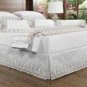 Saia para cama Box Matelassada com Bordado Ingls Casal - Glamour Branco e Areia - Dui Design