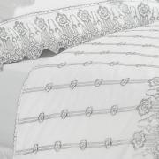 Jogo de Cama Casal Cetim de Algodo 300 fios com Bordado Ingls - Glamour Branco e Cinza - Dui Design