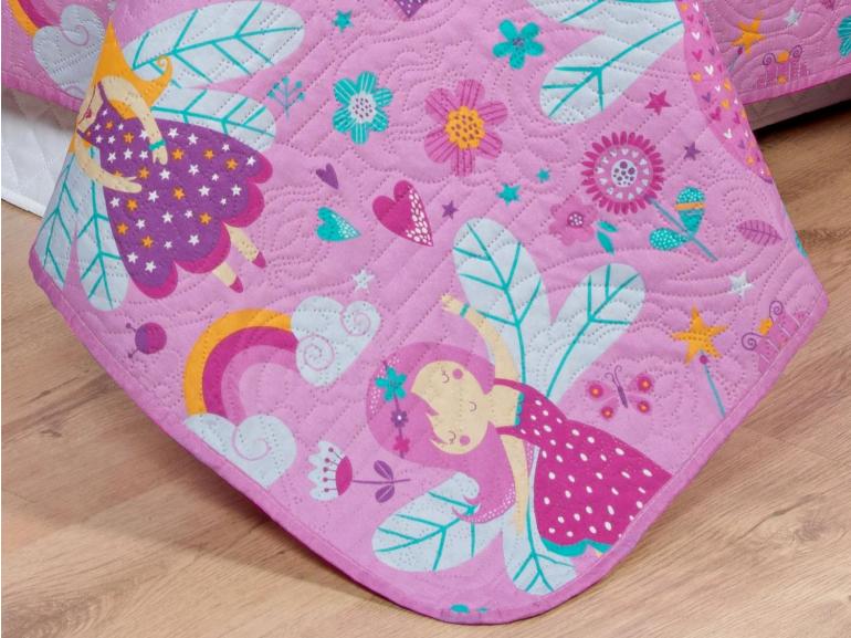 Kit: 1 Cobre-leito Casal Kids Bouti de Microfibra PatchWork Ultrasonic + 2 Porta-travesseiros - Gliss Rosa - Dui Design