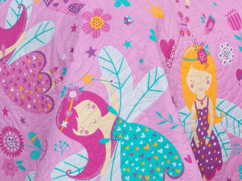 Kit: 1 Cobre-leito Casal Kids Bouti de Microfibra PatchWork Ultrasonic + 2 Porta-travesseiros - Gliss Rosa - Dui Design