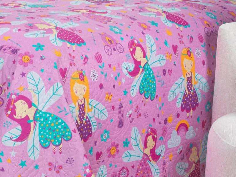 Kit: 1 Cobre-leito Casal Kids Bouti de Microfibra PatchWork Ultrasonic + 2 Porta-travesseiros - Gliss Rosa - Dui Design