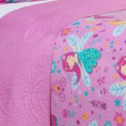 Kit: 1 Cobre-leito Casal Kids Bouti de Microfibra PatchWork Ultrasonic + 2 Porta-travesseiros - Gliss Rosa - Dui Design