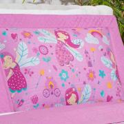 Kit: 1 Cobre-leito Casal Kids Bouti de Microfibra PatchWork Ultrasonic + 2 Porta-travesseiros - Gliss Rosa - Dui Design