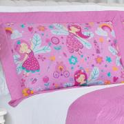 Kit: 1 Cobre-leito Casal Kids Bouti de Microfibra PatchWork Ultrasonic + 2 Porta-travesseiros - Gliss Rosa - Dui Design