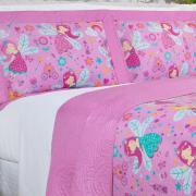 Kit: 1 Cobre-leito Casal Kids Bouti de Microfibra PatchWork Ultrasonic + 2 Porta-travesseiros - Gliss Rosa - Dui Design