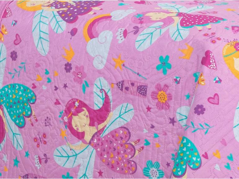 Kit: 1 Cobre-leito Solteiro Kids Bouti de Microfibra PatchWork Ultrasonic + 1 Porta-travesseiro - Gliss Rosa - Dui Design