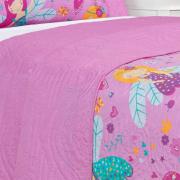 Kit: 1 Cobre-leito Solteiro Kids Bouti de Microfibra PatchWork Ultrasonic + 1 Porta-travesseiro - Gliss Rosa - Dui Design