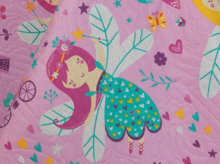 Kit: 1 Cobre-leito Solteiro Kids Bouti de Microfibra PatchWork Ultrasonic + 1 Porta-travesseiro - Gliss Rosa - Dui Design