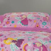 Kit: 1 Cobre-leito Solteiro Kids Bouti de Microfibra PatchWork Ultrasonic + 1 Porta-travesseiro - Gliss Rosa - Dui Design