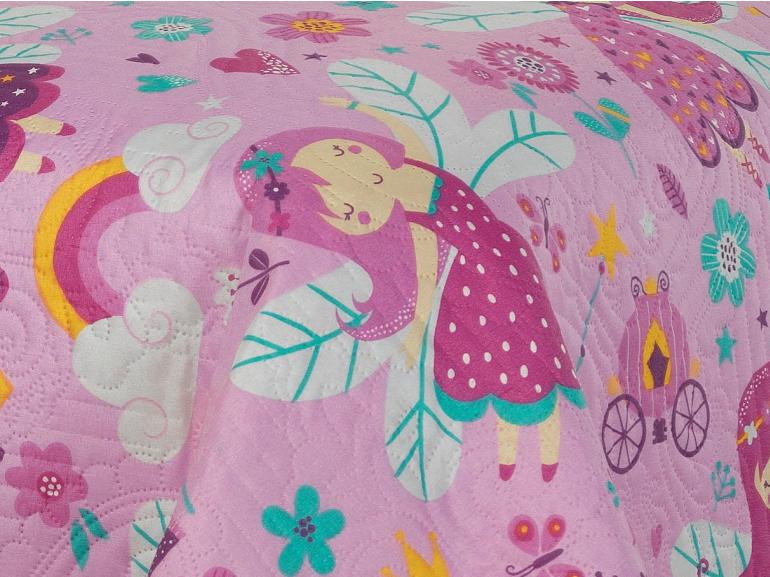 Kit: 1 Cobre-leito Solteiro Kids Bouti de Microfibra PatchWork Ultrasonic + 1 Porta-travesseiro - Gliss Rosa - Dui Design