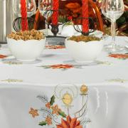 Toalha de Mesa Natal com Bordado Richelieu Redonda 180cm - Gloriosa Branco - Dui Design