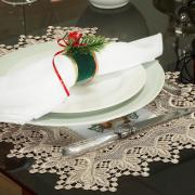 Jogo Americano Natal 4 Lugares (4 peças) com Bordado Richelieu 35x50cm - Gloriosa Branco - Dui Design