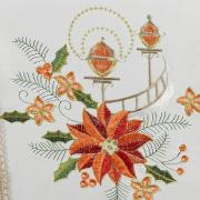 Trilho de Mesa Natal com Bordado Richelieu 45x170cm Avulso - Gloriosa Branco - Dui Design