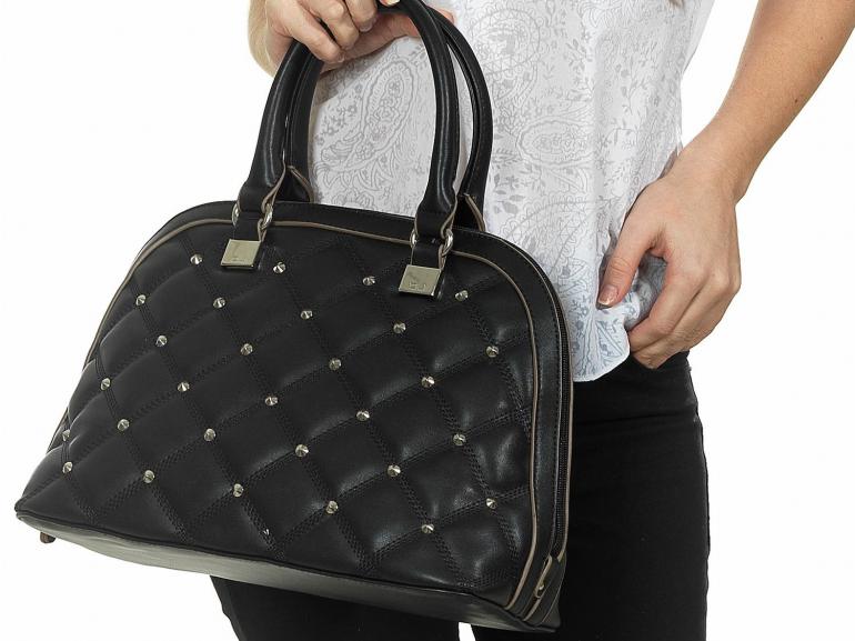Bolsa estruturada com Matelass - Gloss Preto - David Jones Paris