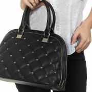 Bolsa estruturada com Matelass - Gloss Preto - David Jones Paris