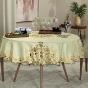 Toalha de Mesa com Bordado Richelieu Redonda 175cm - Godiva Bege - Dui Design