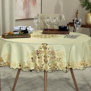Toalha de Mesa com Bordado Richelieu Redonda 175cm - Godiva Bege - Dui Design