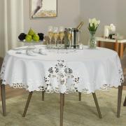 Toalha de Mesa com Bordado Richelieu Redonda 175cm - Godiva Branco - Dui Design