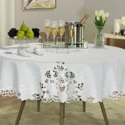 Toalha de Mesa com Bordado Richelieu Redonda 175cm - Godiva Branco - Dui Design
