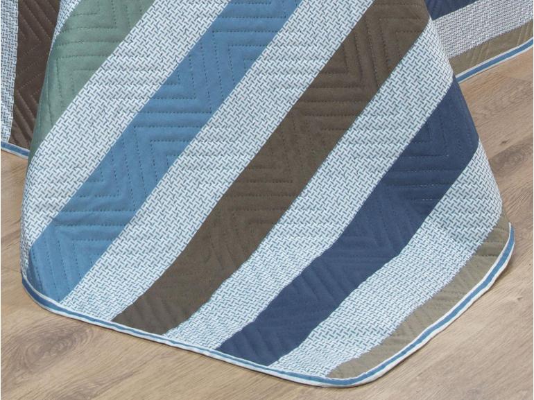 Kit: 1 Cobre-leito Queen Bouti de Microfibra Ultrasonic Estampada + 2 Porta-travesseiros - Gordon azul - Dui Design