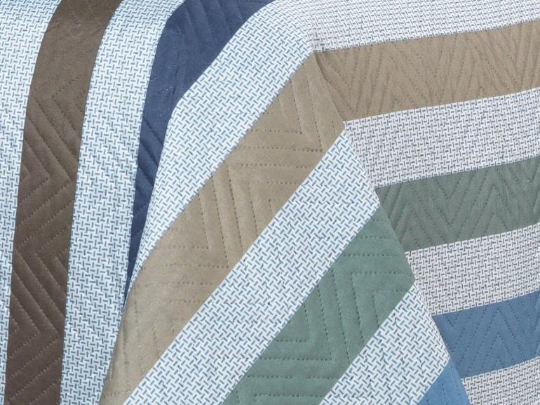 Kit: 1 Cobre-leito Queen Bouti de Microfibra Ultrasonic Estampada + 2 Porta-travesseiros - Gordon azul - Dui Design