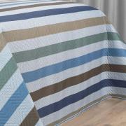 Kit: 1 Cobre-leito Queen Bouti de Microfibra Ultrasonic Estampada + 2 Porta-travesseiros - Gordon azul - Dui Design