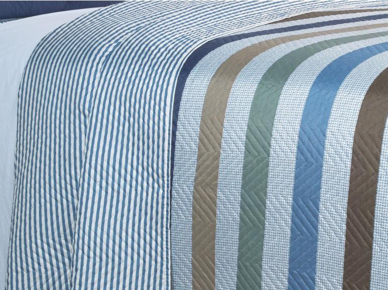 Kit: 1 Cobre-leito Queen Bouti de Microfibra Ultrasonic Estampada + 2 Porta-travesseiros - Gordon azul - Dui Design