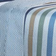 Kit: 1 Cobre-leito Queen Bouti de Microfibra Ultrasonic Estampada + 2 Porta-travesseiros - Gordon azul - Dui Design