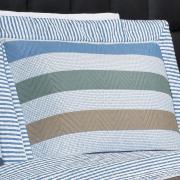 Kit: 1 Cobre-leito Queen Bouti de Microfibra Ultrasonic Estampada + 2 Porta-travesseiros - Gordon azul - Dui Design