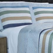 Kit: 1 Cobre-leito Queen Bouti de Microfibra Ultrasonic Estampada + 2 Porta-travesseiros - Gordon azul - Dui Design