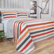 Kit: 1 Cobre-leito Solteiro Bouti de Microfibra Ultrasonic Estampada + 1 Porta-travesseiro - Gordon Cinza  - Dui Design