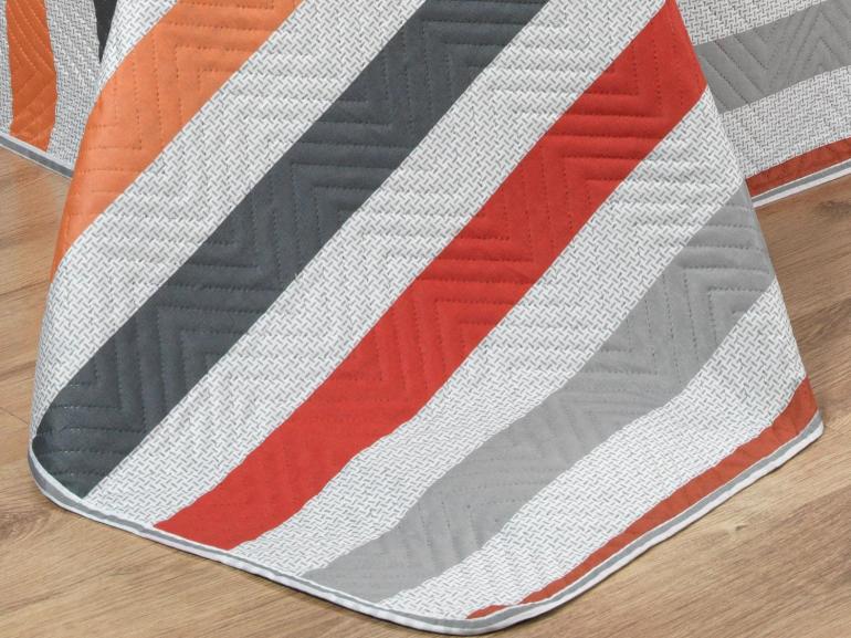 Kit: 1 Cobre-leito Solteiro Bouti de Microfibra Ultrasonic Estampada + 1 Porta-travesseiro - Gordon Cinza  - Dui Design