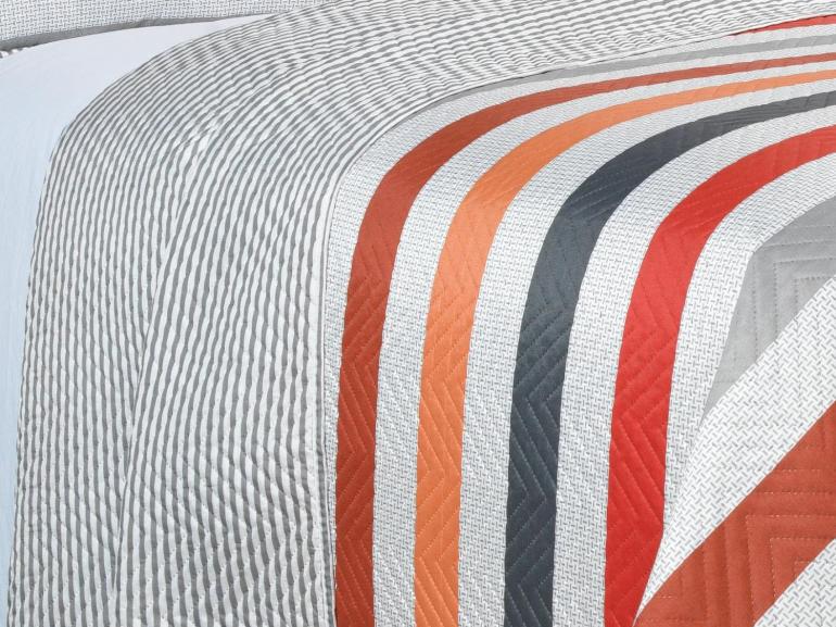 Kit: 1 Cobre-leito Solteiro Bouti de Microfibra Ultrasonic Estampada + 1 Porta-travesseiro - Gordon Cinza  - Dui Design