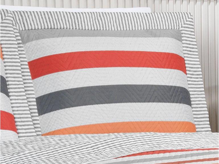 Kit: 1 Cobre-leito Solteiro Bouti de Microfibra Ultrasonic Estampada + 1 Porta-travesseiro - Gordon Cinza  - Dui Design