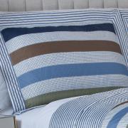 Kit: 1 Cobre-leito Queen Bouti de Microfibra Ultrasonic Estampada + 2 Porta-travesseiros - Gordon azul - Dui Design