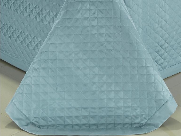 Kit: 1 Cobre-leito King + 2 porta-travesseiros Cetim 300 fios 100% Algodo - Gothan Azul - Dui Design