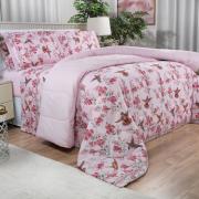 Jogo de Cama Casal 150 fios - Graciosa Rosa - Dui Design