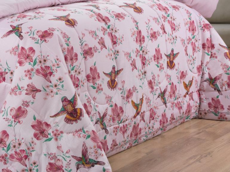 Jogo de Cama Casal 150 fios - Graciosa Rosa - Dui Design