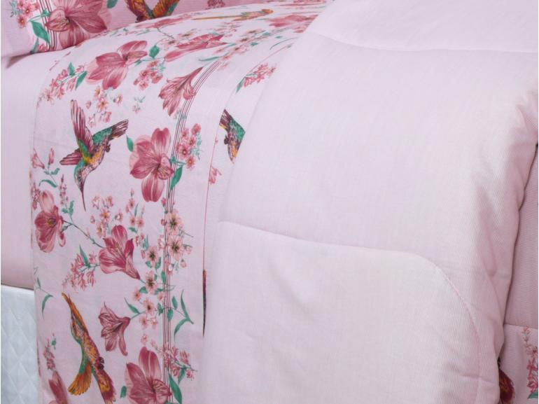 Jogo de Cama Casal 150 fios - Graciosa Rosa - Dui Design
