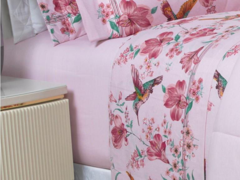 Jogo de Cama Casal 150 fios - Graciosa Rosa - Dui Design