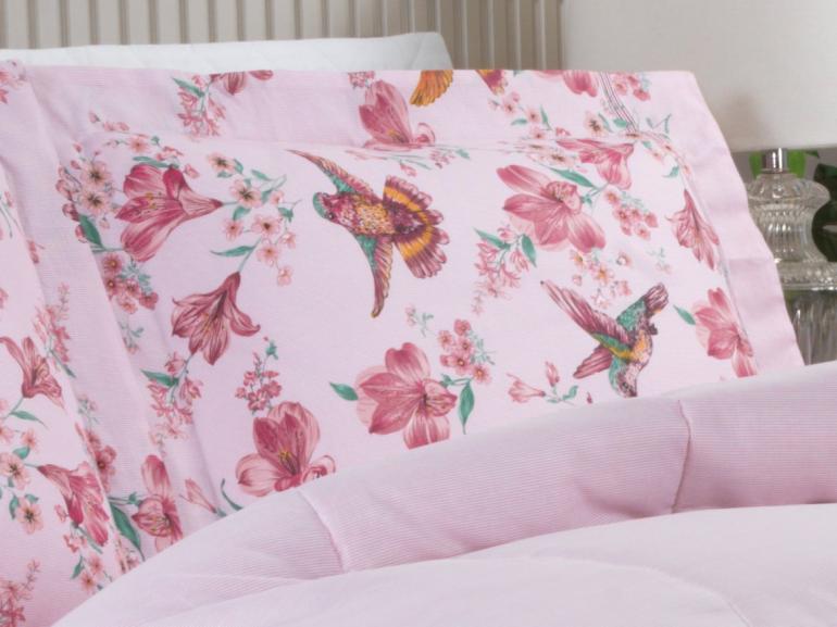 Jogo de Cama Casal 150 fios - Graciosa Rosa - Dui Design