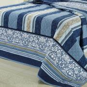 Kit: 1 Cobre-leito King + 2 Porta-travesseiros Percal 200 fios 100% Algodo - Granada Azul - Dui Design