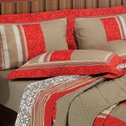Kit: 1 Cobre-leito Casal + 2 Porta-travesseiros Percal 200 fios 100% Algodo - Granada Vermelho - Dui Design