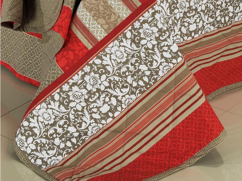 Kit: 1 Cobre-leito Queen + 2 Porta-travesseiros Percal 200 fios 100% Algodo - Granada Vermelho - Dui Design