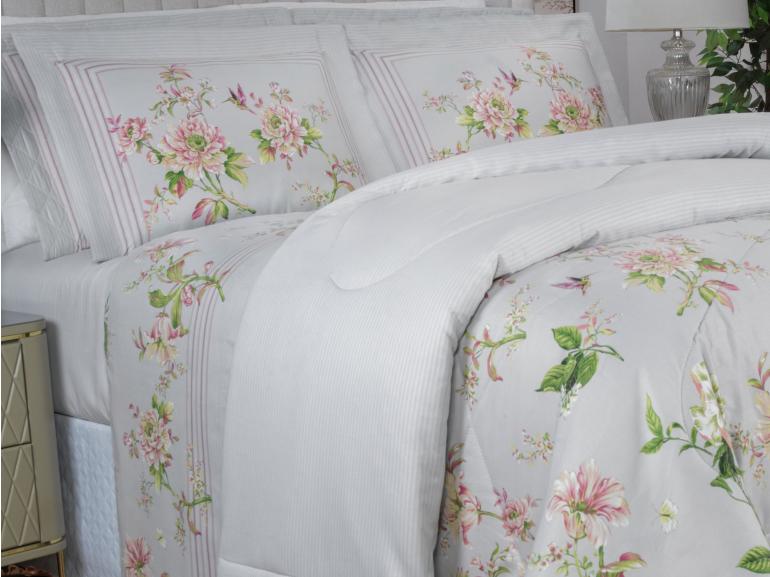 Edredom Casal Cetim 300 fios - Greice Kelly Cinza - Dui Design